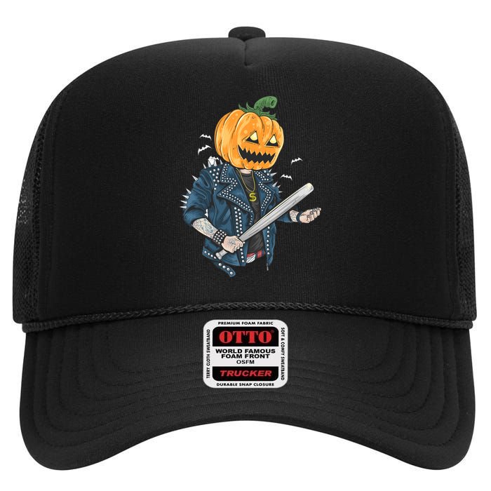 Jack O Lantern Gangster Gang High Crown Mesh Back Trucker Hat