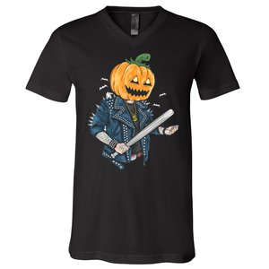 Jack O Lantern Gangster Gang V-Neck T-Shirt