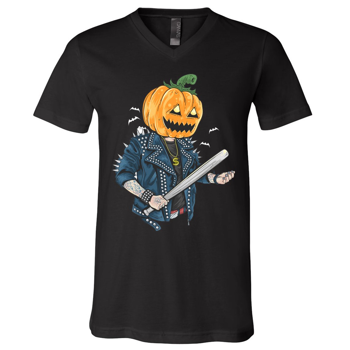 Jack O Lantern Gangster Gang V-Neck T-Shirt