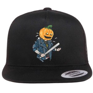 Jack O Lantern Gangster Gang Flat Bill Trucker Hat