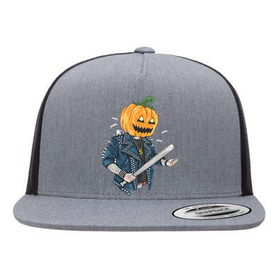 Jack O Lantern Gangster Gang Flat Bill Trucker Hat