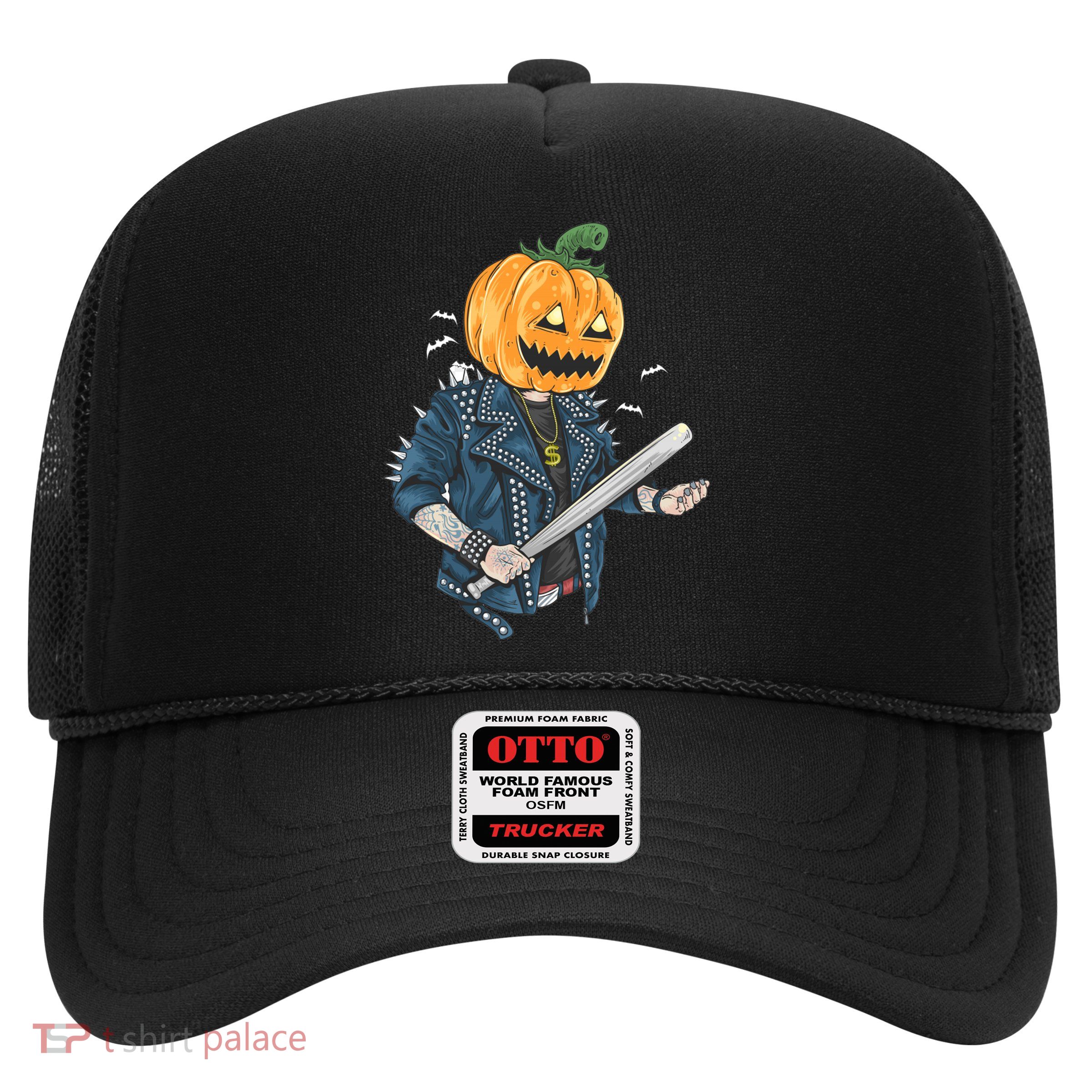 Jack O Lantern Gangster Gang Trucker Hat