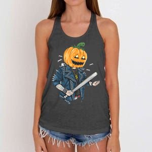 Jack O Lantern Gangster Gang Women's Knotted Racerback Tank