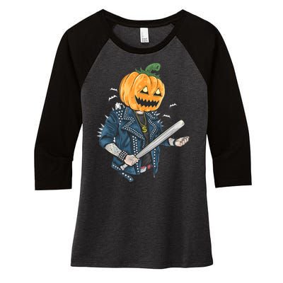 Jack O Lantern Gangster Gang Women's Tri-Blend 3/4-Sleeve Raglan Shirt