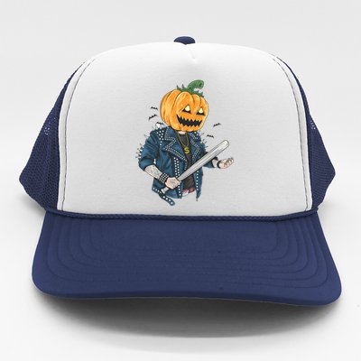 Jack O Lantern Gangster Gang Trucker Hat