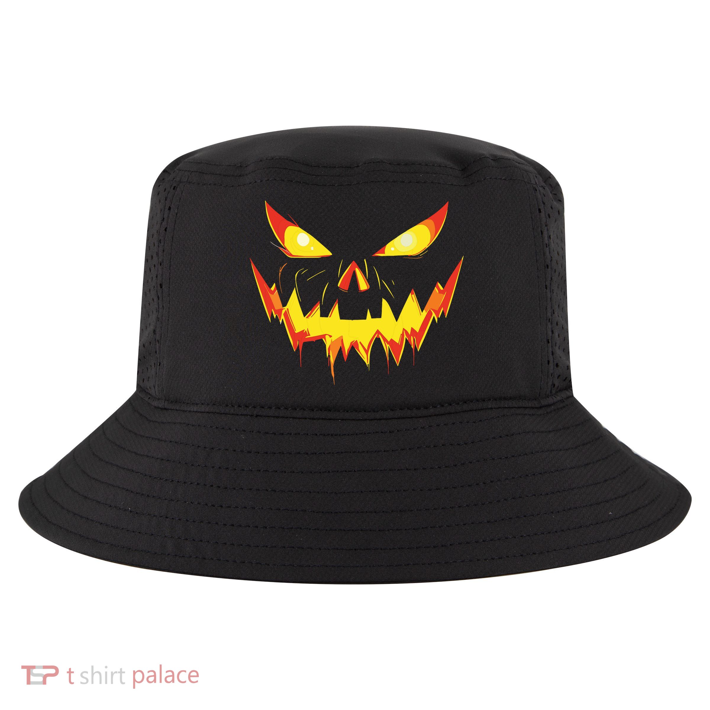 Jack O Lantern Face Pumpkin Scary Halloween Costume Funny Cool Comfort Performance Bucket Hat