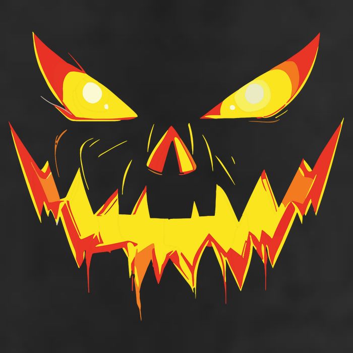 Jack O Lantern Face Pumpkin Scary Halloween Costume Funny 7 Panel Mesh Trucker Snapback Hat