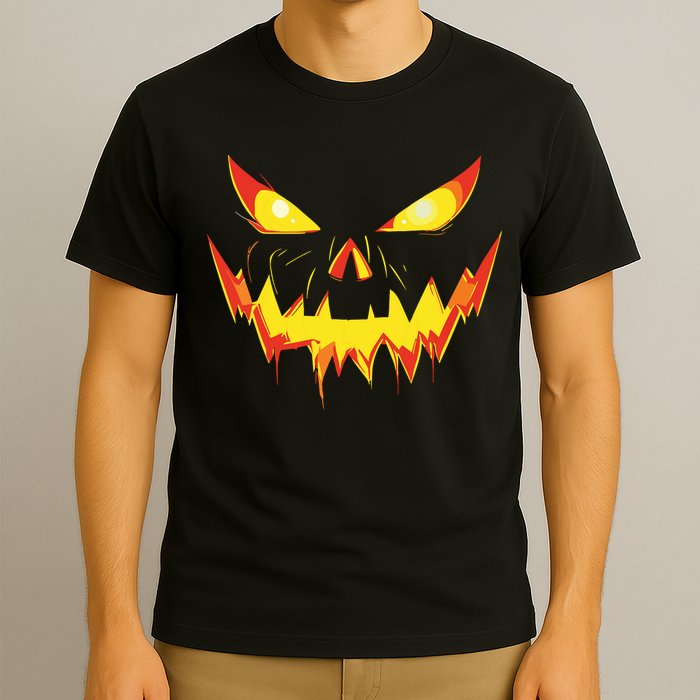 Jack O Lantern Face Pumpkin Scary Halloween Costume Funny T-Shirt