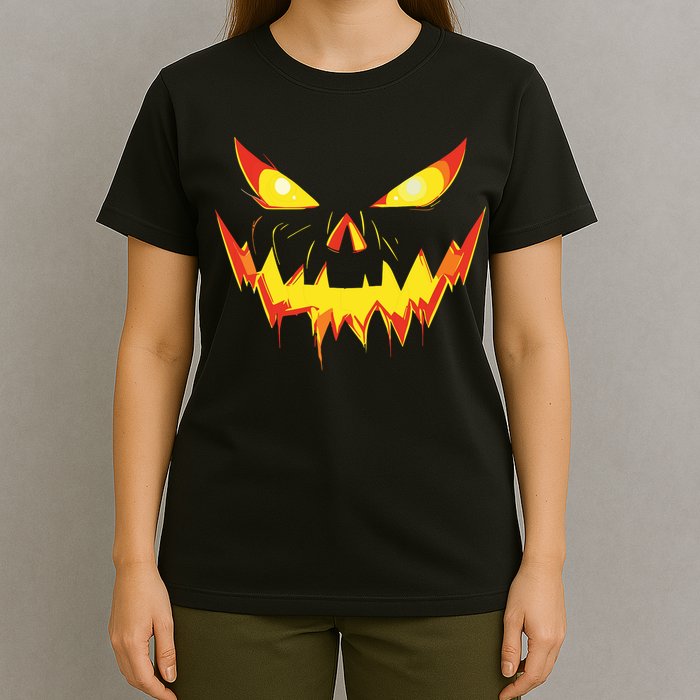 Jack O Lantern Face Pumpkin Scary Halloween Costume Funny T-Shirt