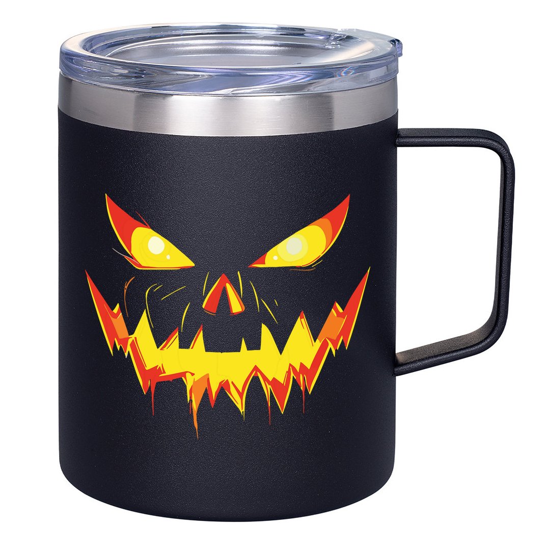 Jack O Lantern Face Pumpkin Scary Halloween Costume Funny 12oz Stainless Steel Coffee Mug