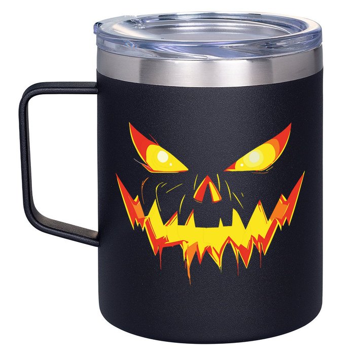 Jack O Lantern Face Pumpkin Scary Halloween Costume Funny 12oz Stainless Steel Coffee Mug