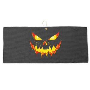 Jack O Lantern Face Pumpkin Scary Halloween Costume Funny Large Microfiber Waffle Golf Towel