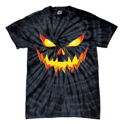 Jack O Lantern Face Pumpkin Scary Halloween Costume Funny Tie-Dye T-Shirt
