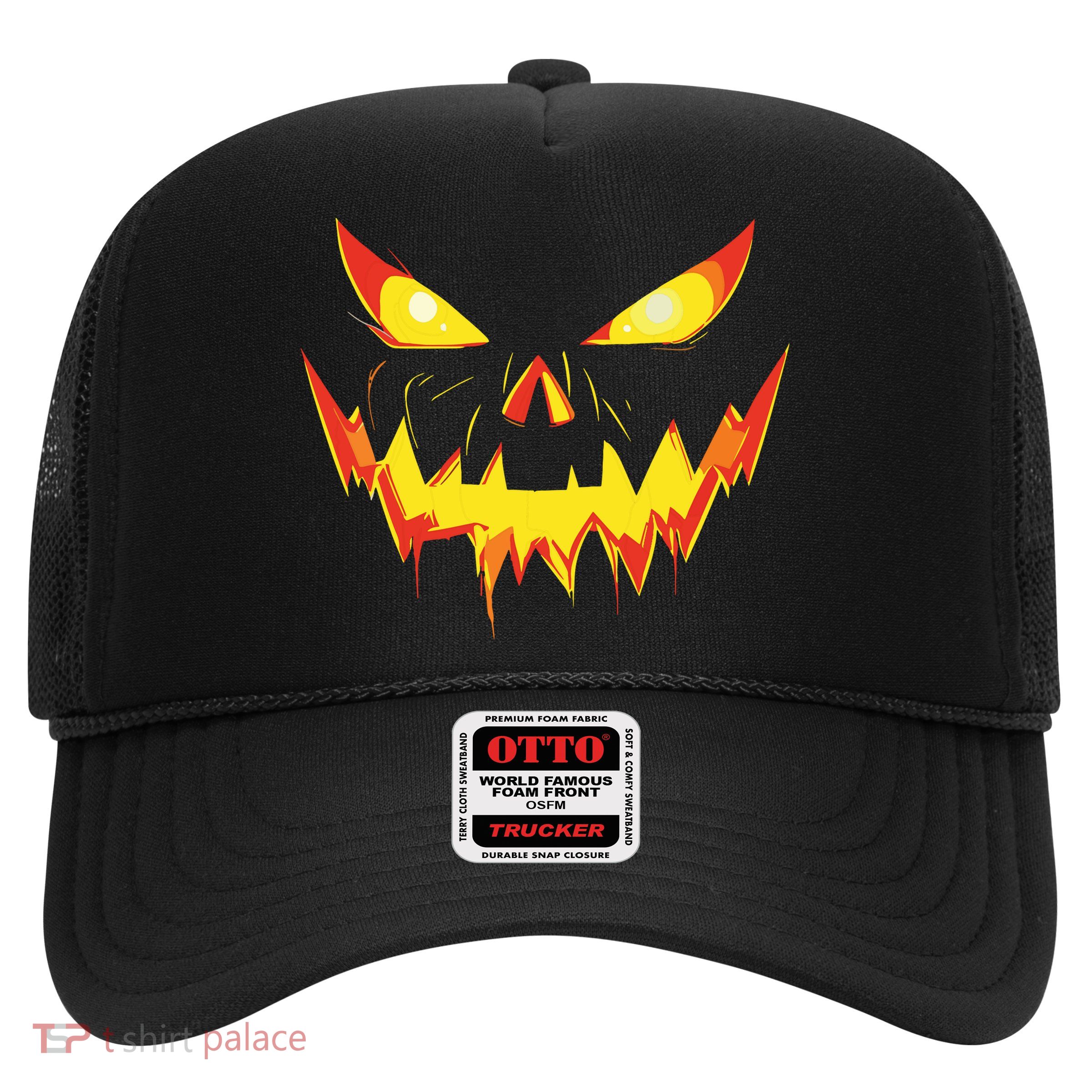 Jack O Lantern Face Pumpkin Scary Halloween Costume Funny Trucker Hat