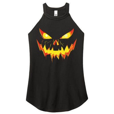 Jack O Lantern Face Pumpkin Scary Halloween Costume Funny Women's Perfect Tri Rocker Tank