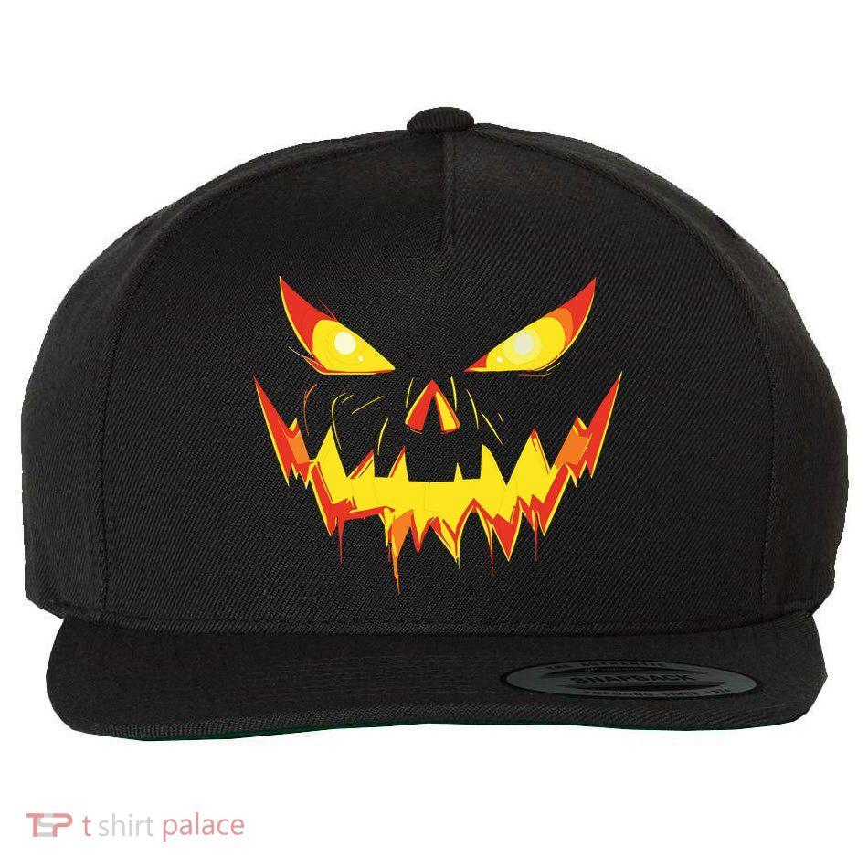 Jack O Lantern Face Pumpkin Scary Halloween Costume Funny Wool Snapback Cap