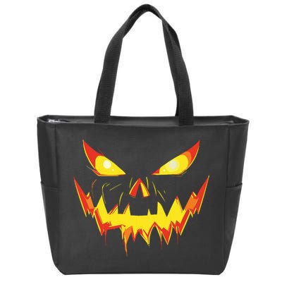 Jack O Lantern Face Pumpkin Scary Halloween Costume Funny Zip Tote Bag