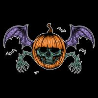 Jack O Lantern Creepy Skull Bat Halloween City Backpack