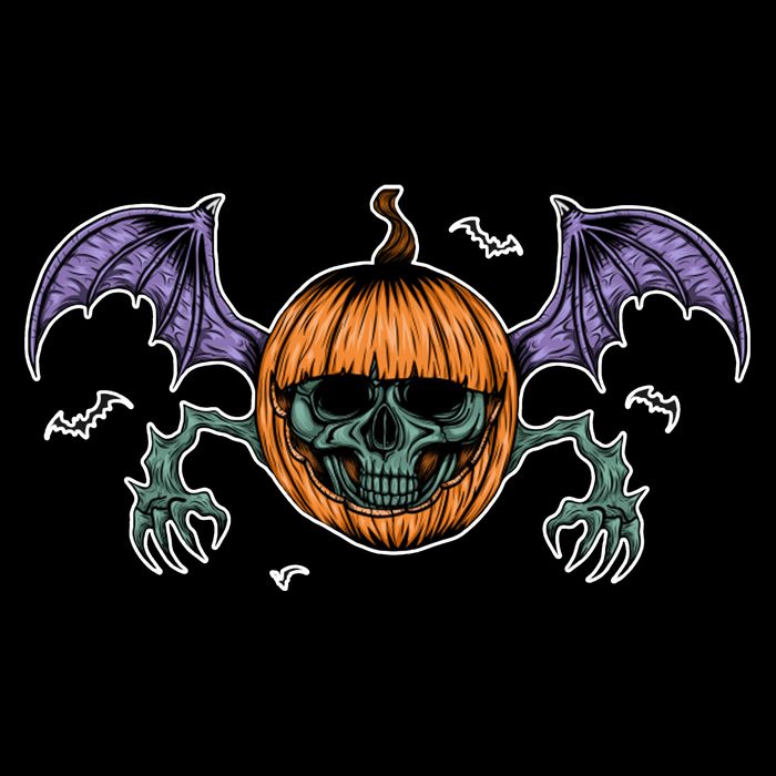 Jack O Lantern Creepy Skull Bat Halloween City Backpack