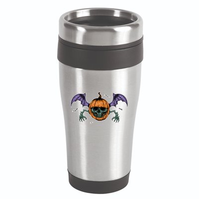 Jack O Lantern Creepy Skull Bat Halloween 16oz Travel Tumbler