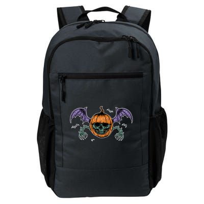 Jack O Lantern Creepy Skull Bat Halloween Daily Commute Backpack