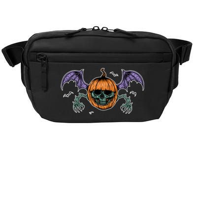 Jack O Lantern Creepy Skull Bat Halloween Crossbody Pack