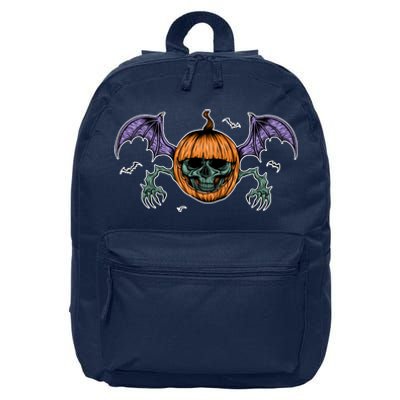 Jack O Lantern Creepy Skull Bat Halloween 16 in Basic Backpack