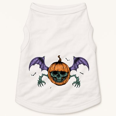 Jack O Lantern Creepy Skull Bat Halloween Doggie Tank