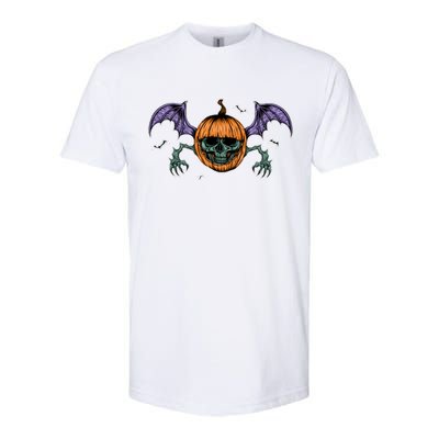 Jack O Lantern Creepy Skull Bat Halloween Softstyle® CVC T-Shirt