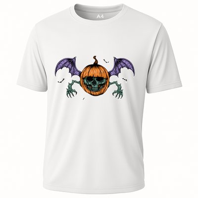 Jack O Lantern Creepy Skull Bat Halloween Performance Shirt