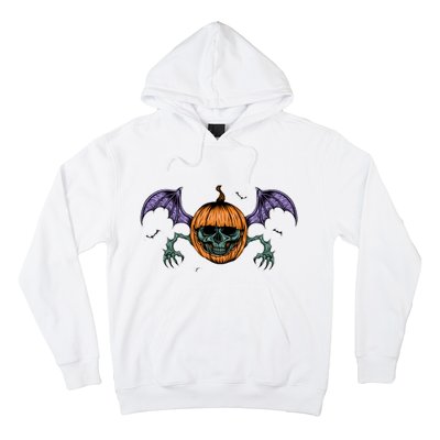 Jack O Lantern Creepy Skull Bat Halloween Hoodie