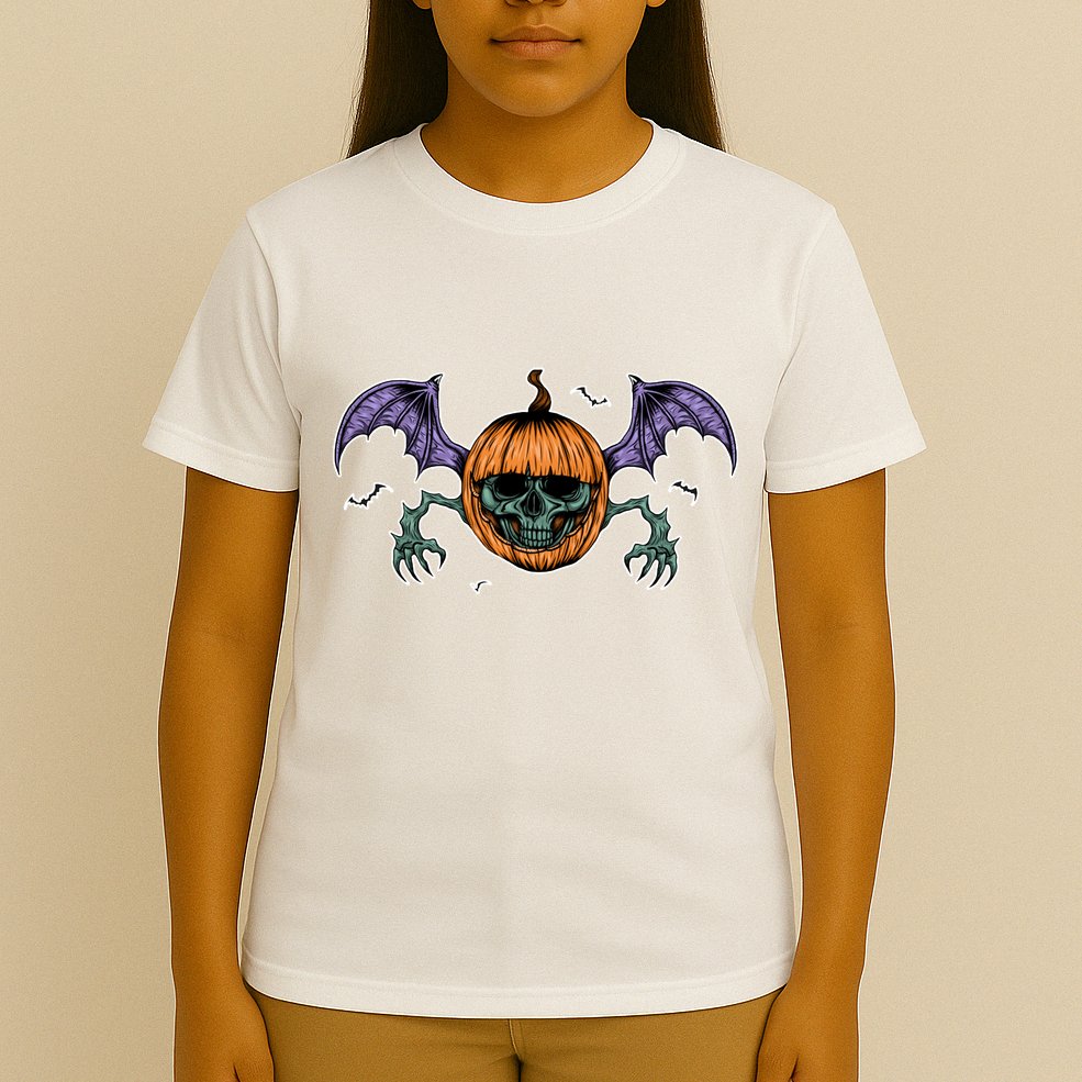 Jack O Lantern Creepy Skull Bat Halloween T-Shirt