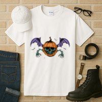 Jack O Lantern Creepy Skull Bat Halloween Tall T-Shirt