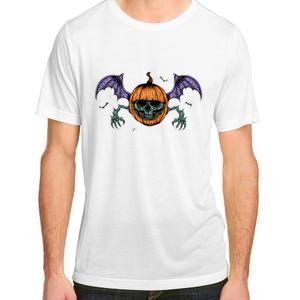 Jack O Lantern Creepy Skull Bat Halloween Adult ChromaSoft Performance T-Shirt