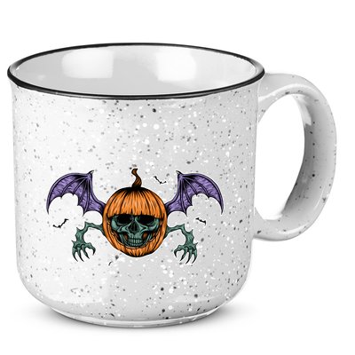 Jack O Lantern Creepy Skull Bat Halloween 15oz Campfire Ceramic Mug