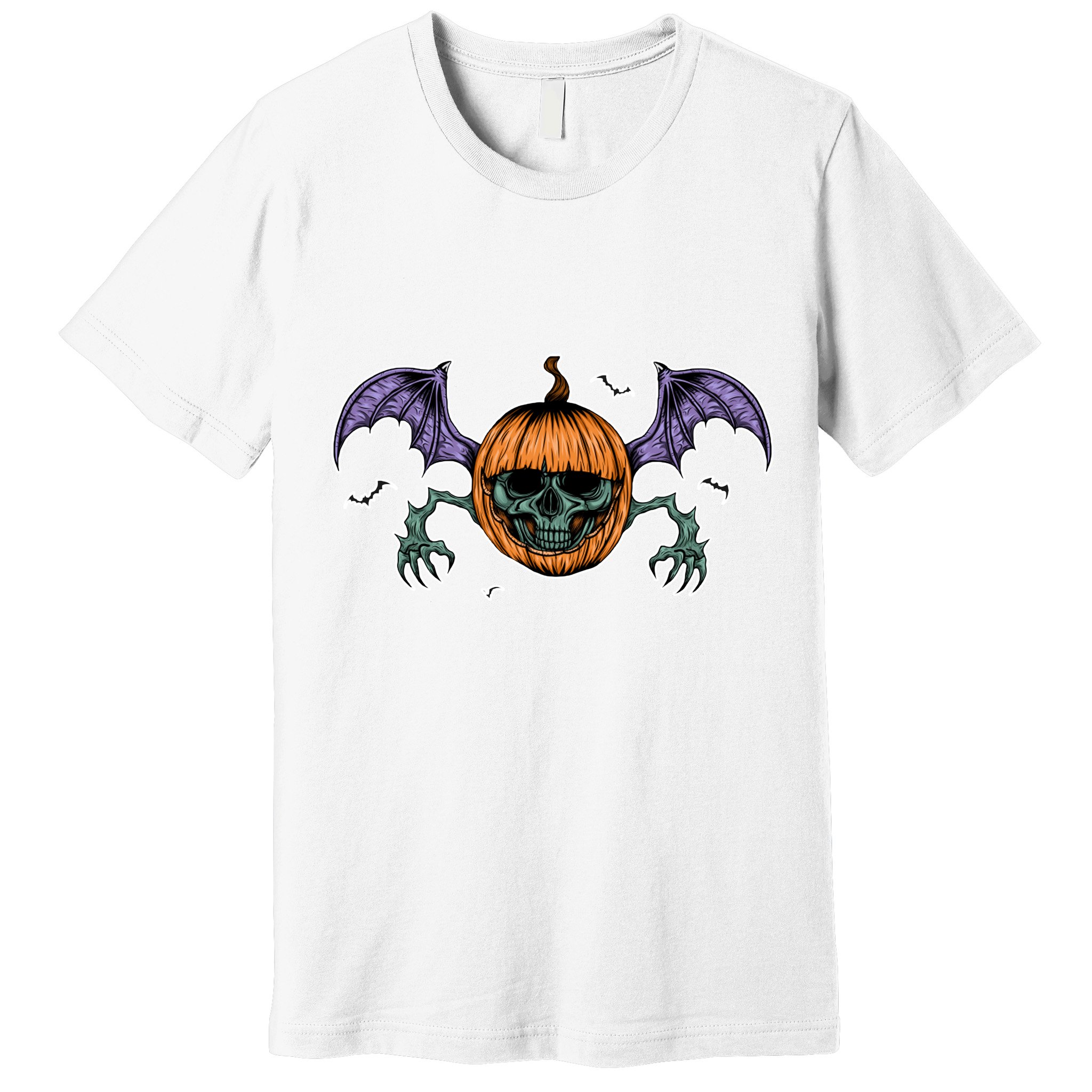 Jack O Lantern Creepy Skull Bat Halloween Premium T-Shirt