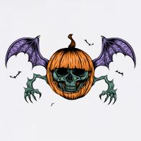 Jack O Lantern Creepy Skull Bat Halloween Baby Bodysuit