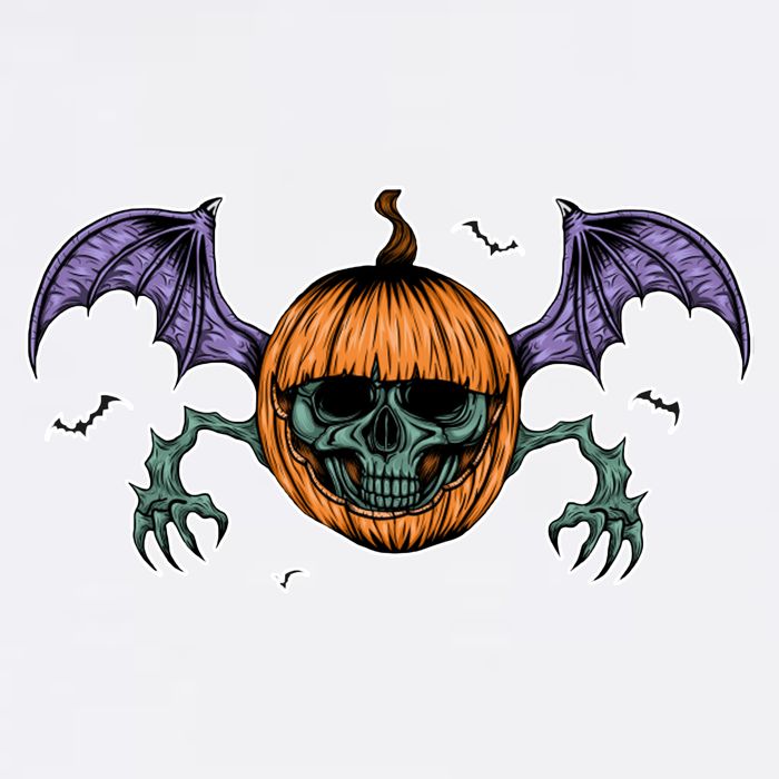 Jack O Lantern Creepy Skull Bat Halloween Baby Bodysuit