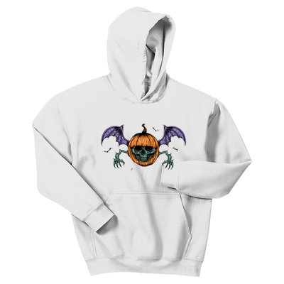 Jack O Lantern Creepy Skull Bat Halloween Kids Hoodie