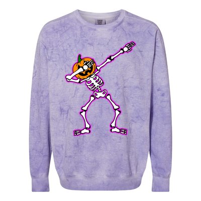 Jack O Lantern Dabbing Pumpkin Halloween Dab Skeleton Gift Colorblast Crewneck Sweatshirt