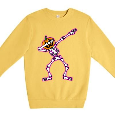 Jack O Lantern Dabbing Pumpkin Halloween Dab Skeleton Gift Premium Crewneck Sweatshirt