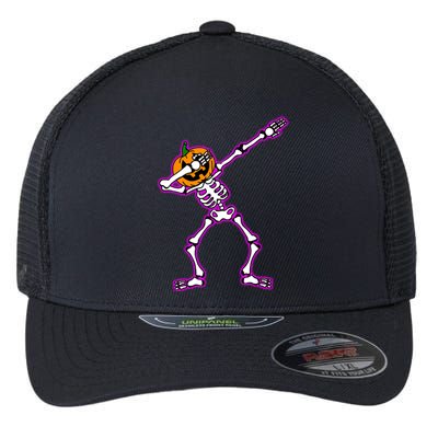 Jack O Lantern Dabbing Pumpkin Halloween Dab Skeleton Gift Flexfit Unipanel Trucker Cap