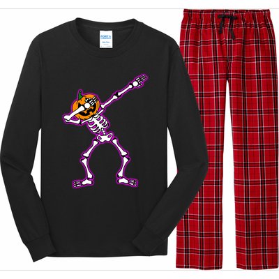 Jack O Lantern Dabbing Pumpkin Halloween Dab Skeleton Gift Long Sleeve Pajama Set