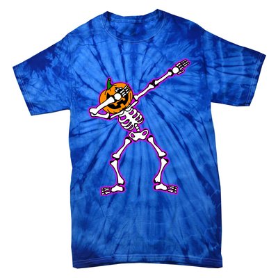 Jack O Lantern Dabbing Pumpkin Halloween Dab Skeleton Gift Tie-Dye T-Shirt