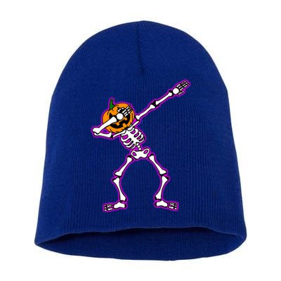 Jack O Lantern Dabbing Pumpkin Halloween Dab Skeleton Gift Short Acrylic Beanie