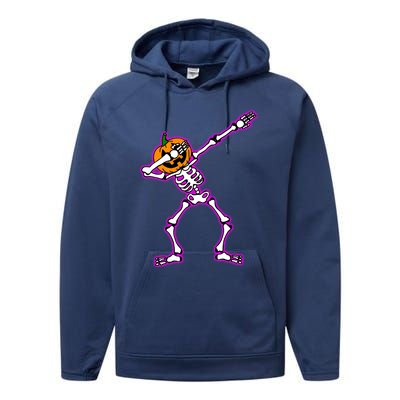 Jack O Lantern Dabbing Pumpkin Halloween Dab Skeleton Gift Performance Fleece Hoodie