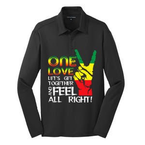 Jamaica One Love Reggae Caribbean Music Pride Flag Silk Touch Performance Long Sleeve Polo