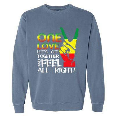 Jamaica One Love Reggae Caribbean Music Pride Flag Garment-Dyed Sweatshirt