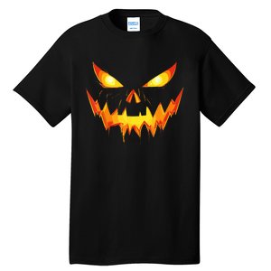 Jack O Lantern Face Pumpkin Scary Halloween Costume Funny Tall T-Shirt