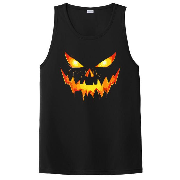 Jack O Lantern Face Pumpkin Scary Halloween Costume Funny PosiCharge Competitor Tank